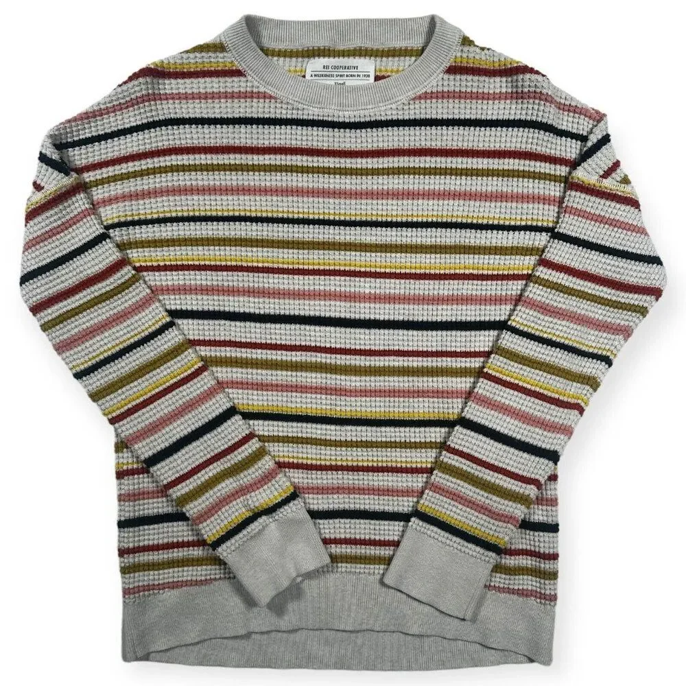 REI Co-op Women's XS Wallace Lake Striped‎ Waffle Sweater multicolor